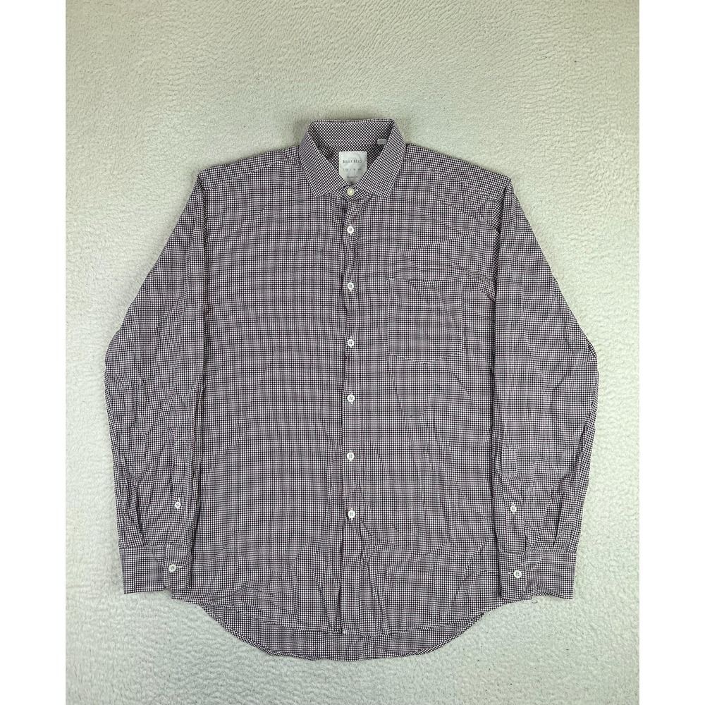 Billy Reid Mens Medium Red Blue Check Cotton Standard Cut Button Up LS Shirt